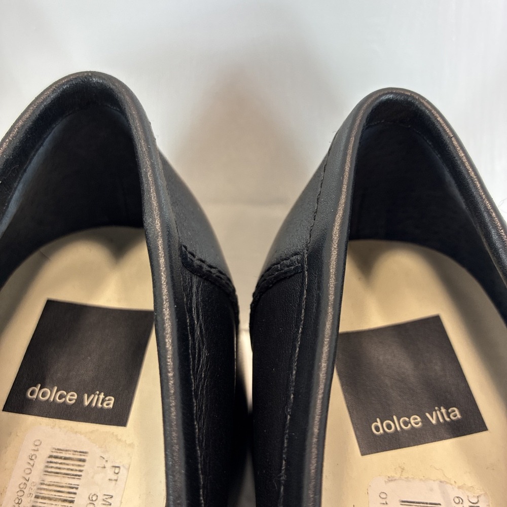 Women's 7.5 Shoes Dolce Vita Black Leather Yanni Platform Penny Loafers Mint - Picture 7 of 15
